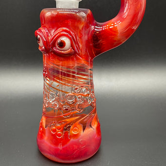 Leviathan Glass 14mm RED Removable Down Stem Rig - hand-blown art