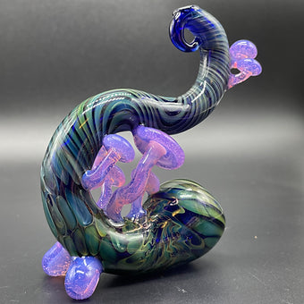 Pink Slime Mushroom Sherlock sher-1 detail view - premium glass art