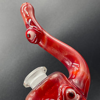 14mm RED Removable Down Stem Rig by Leviathan Glass - artisan detail