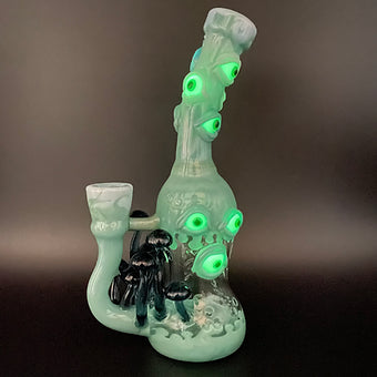 Close-up of Aqua Argus Rig - handcrafted glass