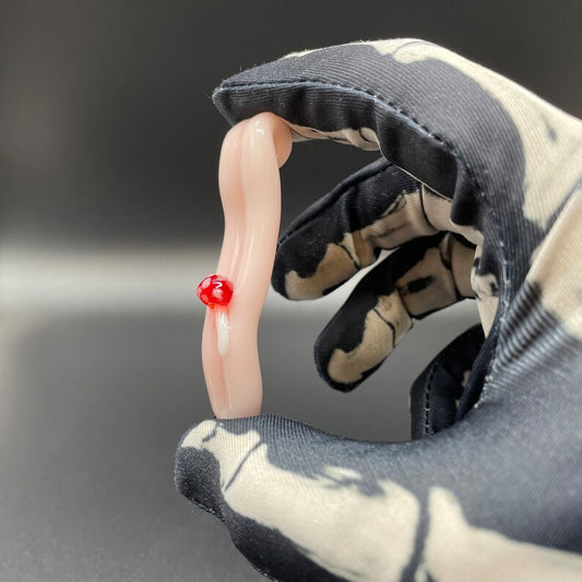 Glass mushroom Tongue pendant detail view - premium glass art