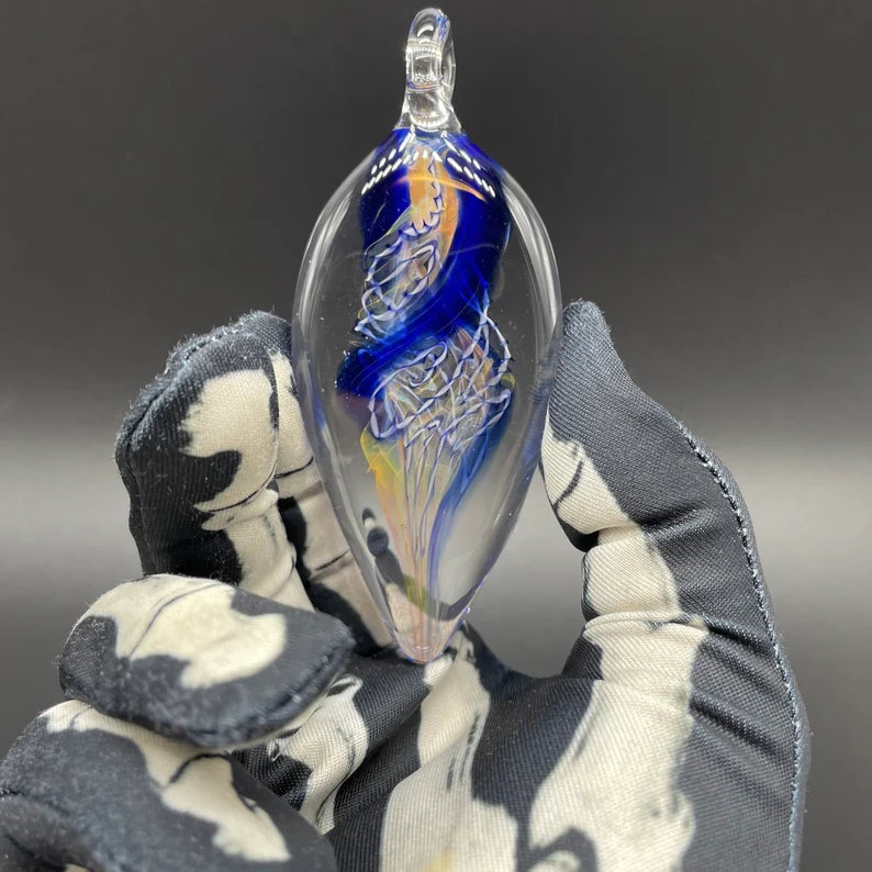 Implosion pendant detail view - premium glass art