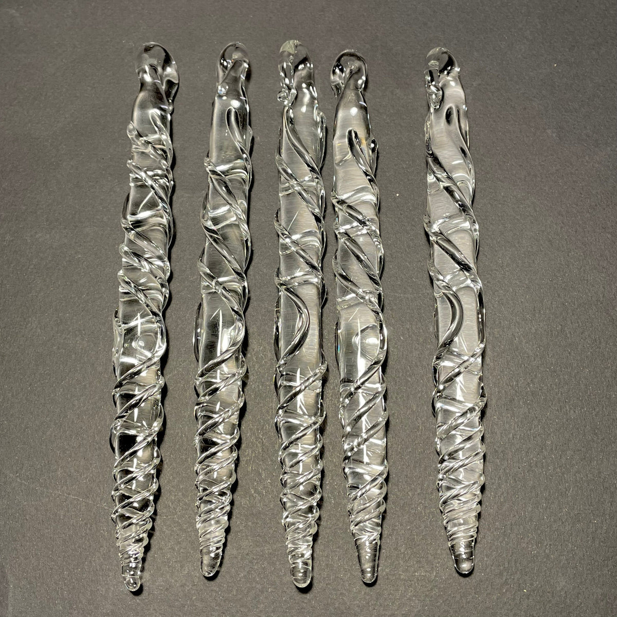 Clear glass icicles detail view - premium glass art