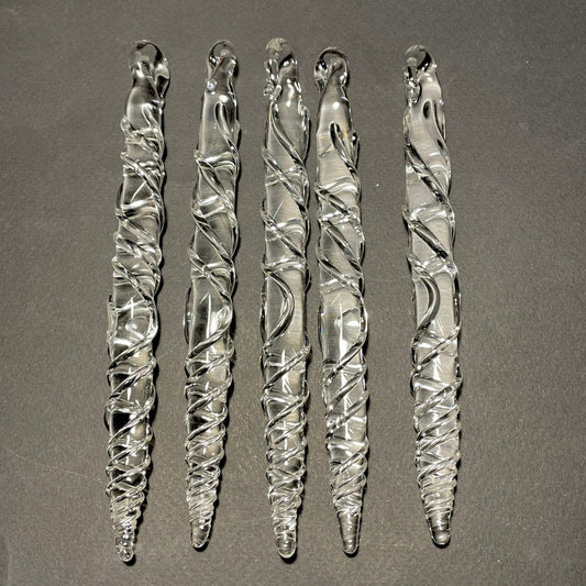 Clear glass icicles detail view - premium glass art