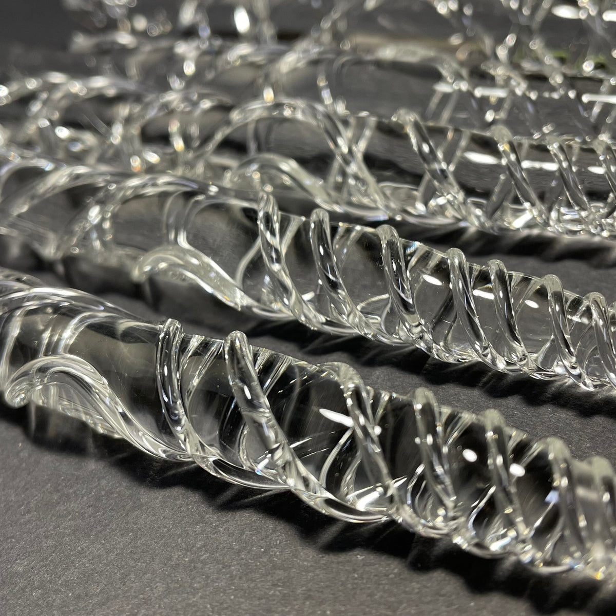 Close-up of Clear glass icicles - handcrafted glass
