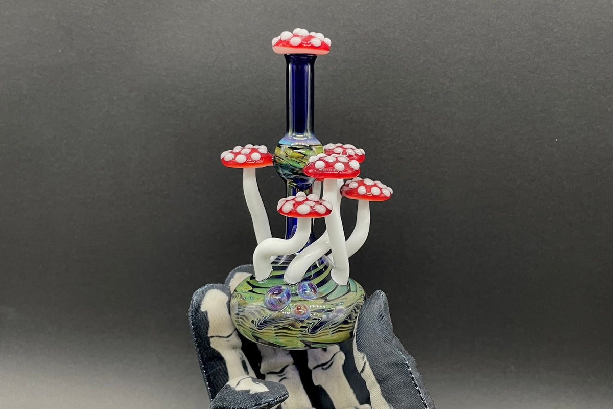 Hand-blown Red cap Mushroom perfume bottle - Leviathan Glass original