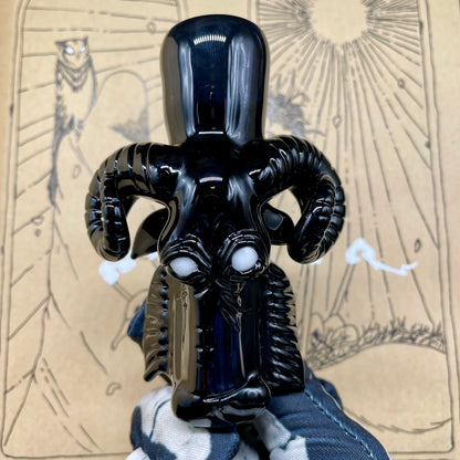 Hand-blown glass 18mm black Philip dry catch by Leviathan Glass