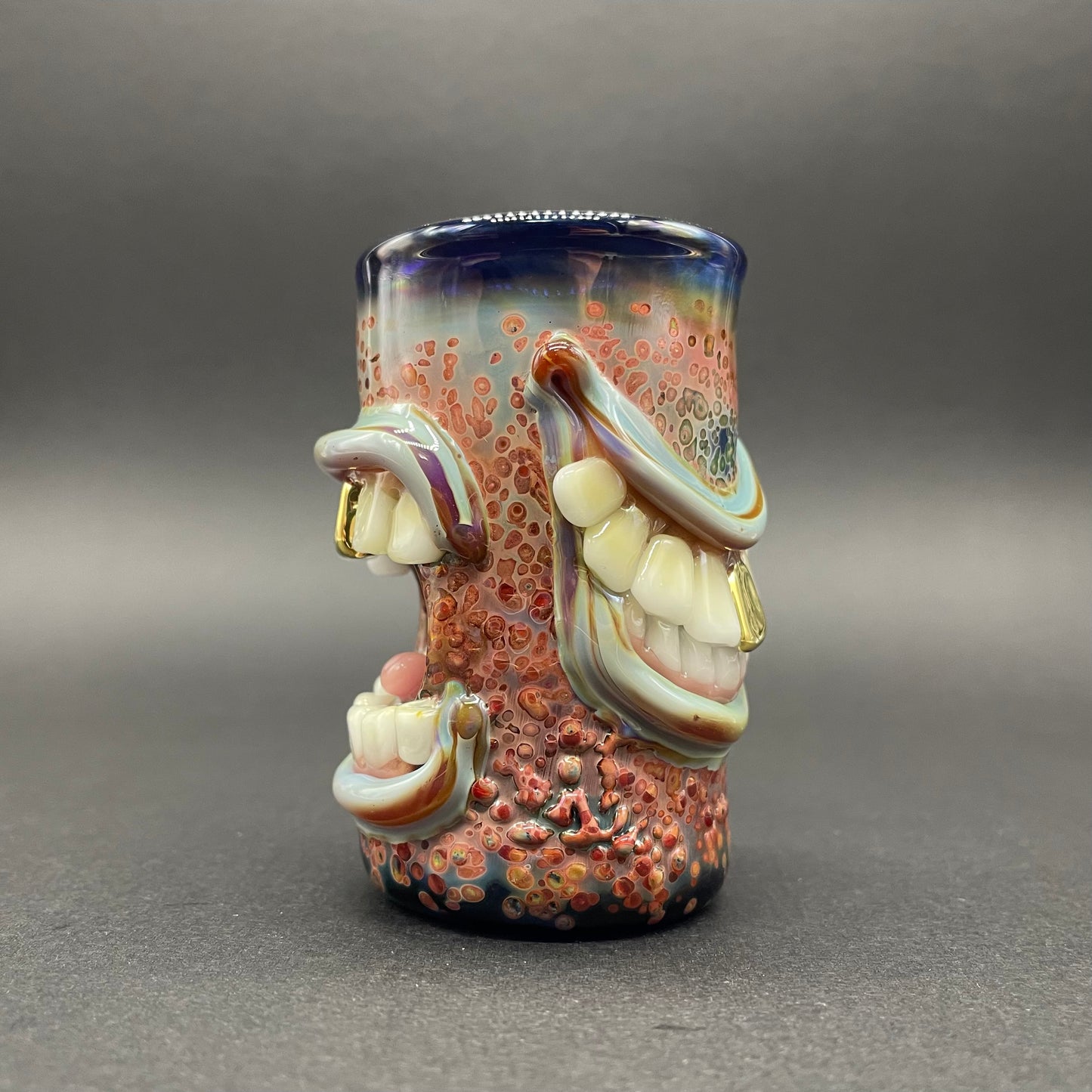 Hand-blown glass Too many mouths to feed shot glass by Leviathan Glass