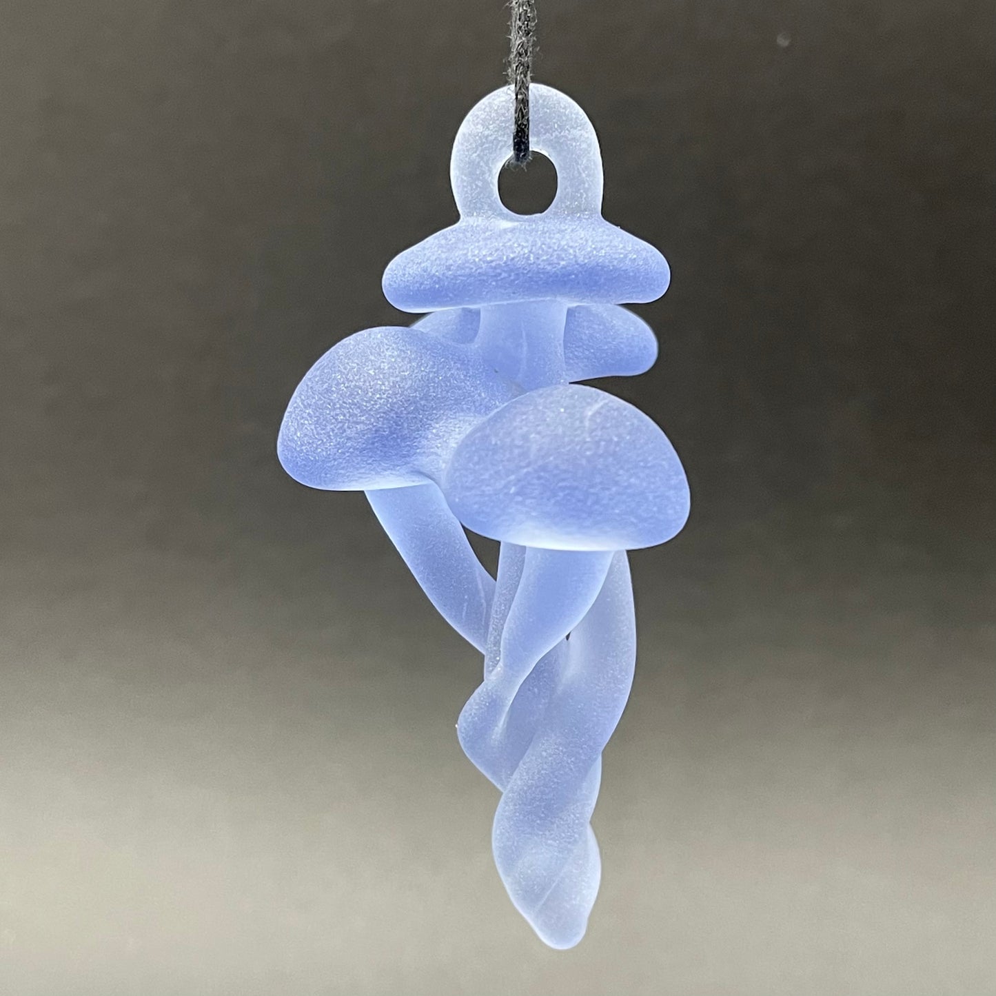 Artisan glass Blacklight mushroom pendant - detailed craftsmanship