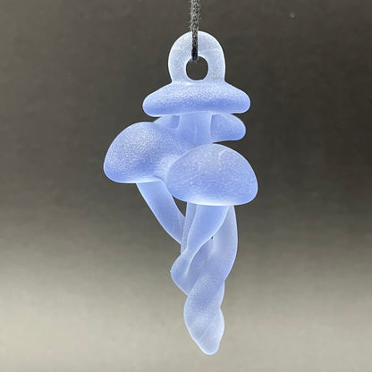 Artisan glass Blacklight mushroom pendant - detailed craftsmanship