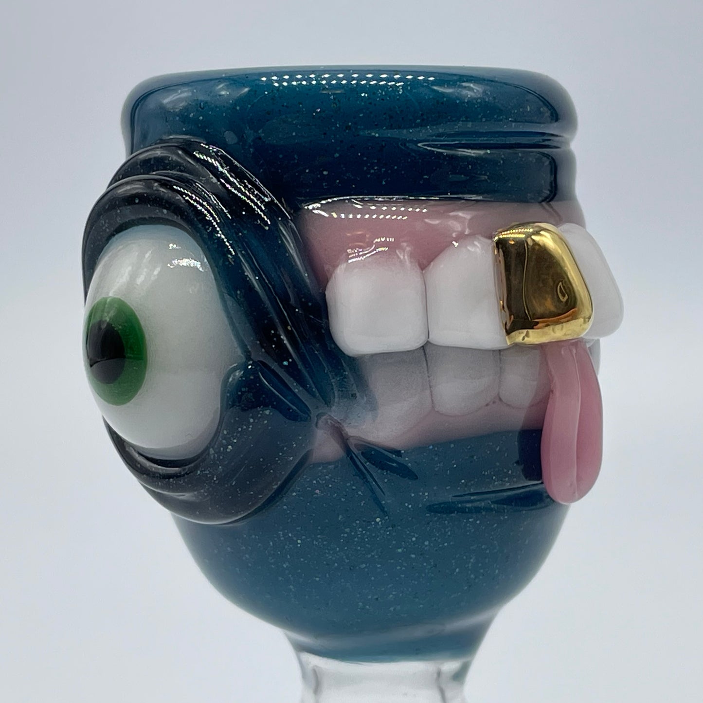 14mm 4 hole Too many teeth slide by Leviathan Glass - artisan detail