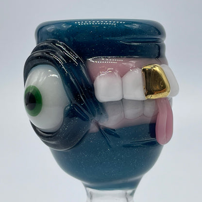 14mm 4 hole Too many teeth slide by Leviathan Glass - artisan detail