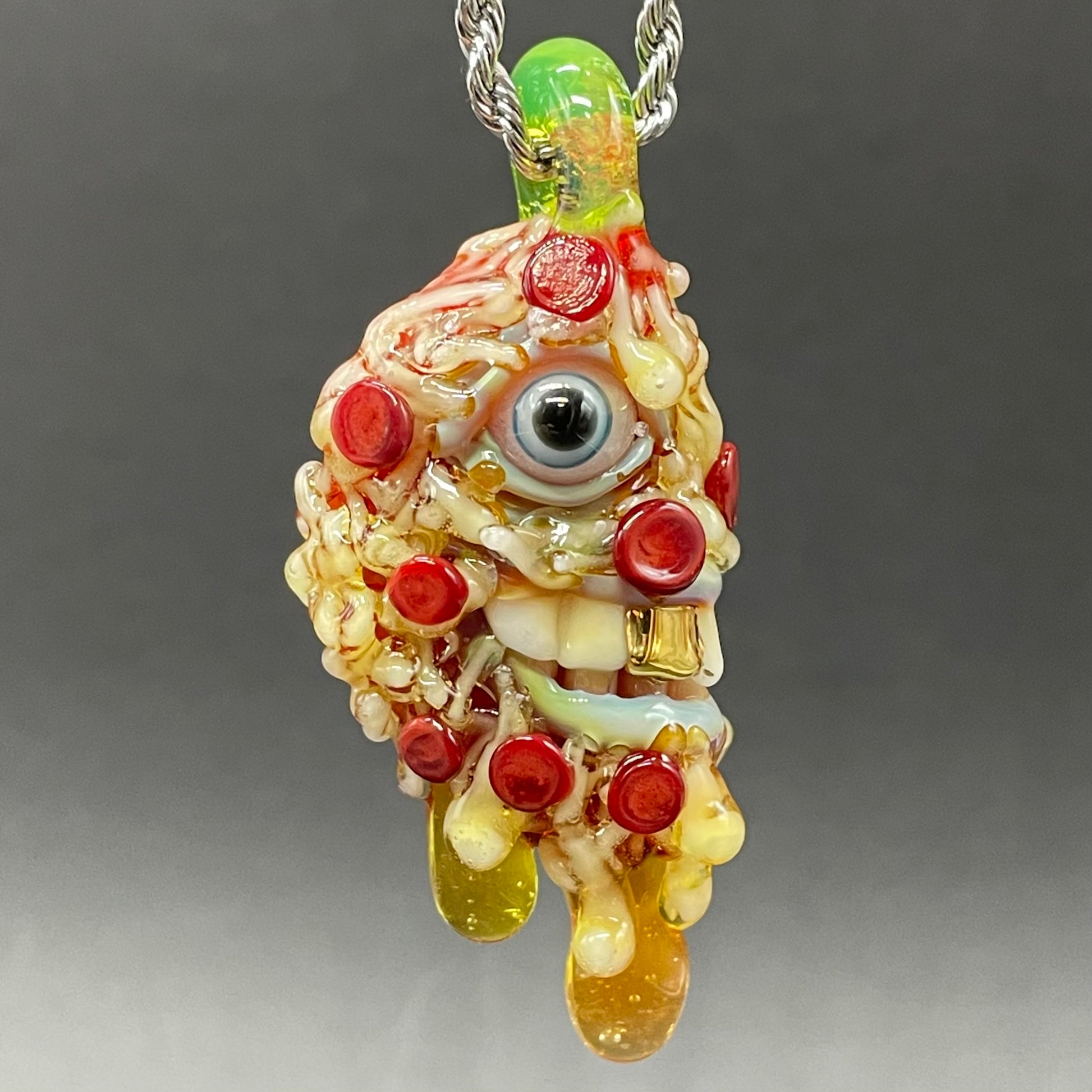 Hand-blown Two halves of one pizza friendship necklace - Leviathan Glass original