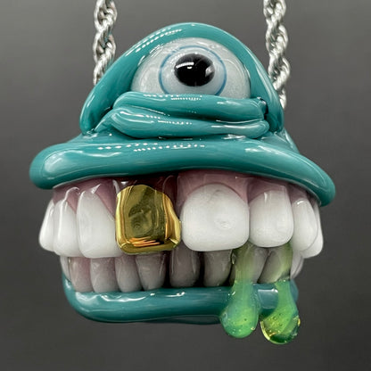 Grinning like a fool glass pendant