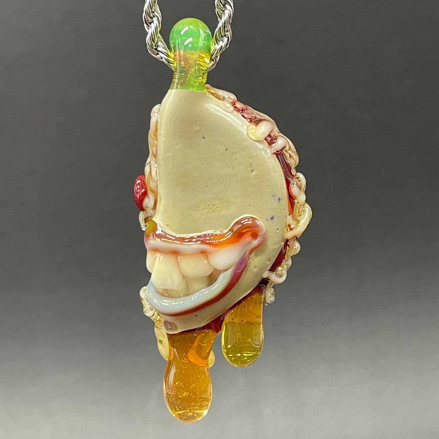 Hand-blown Two halves of one pizza friendship necklace - Leviathan Glass original