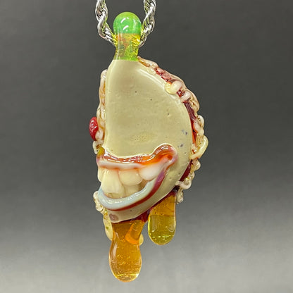 Hand-blown Two halves of one pizza friendship necklace - Leviathan Glass original