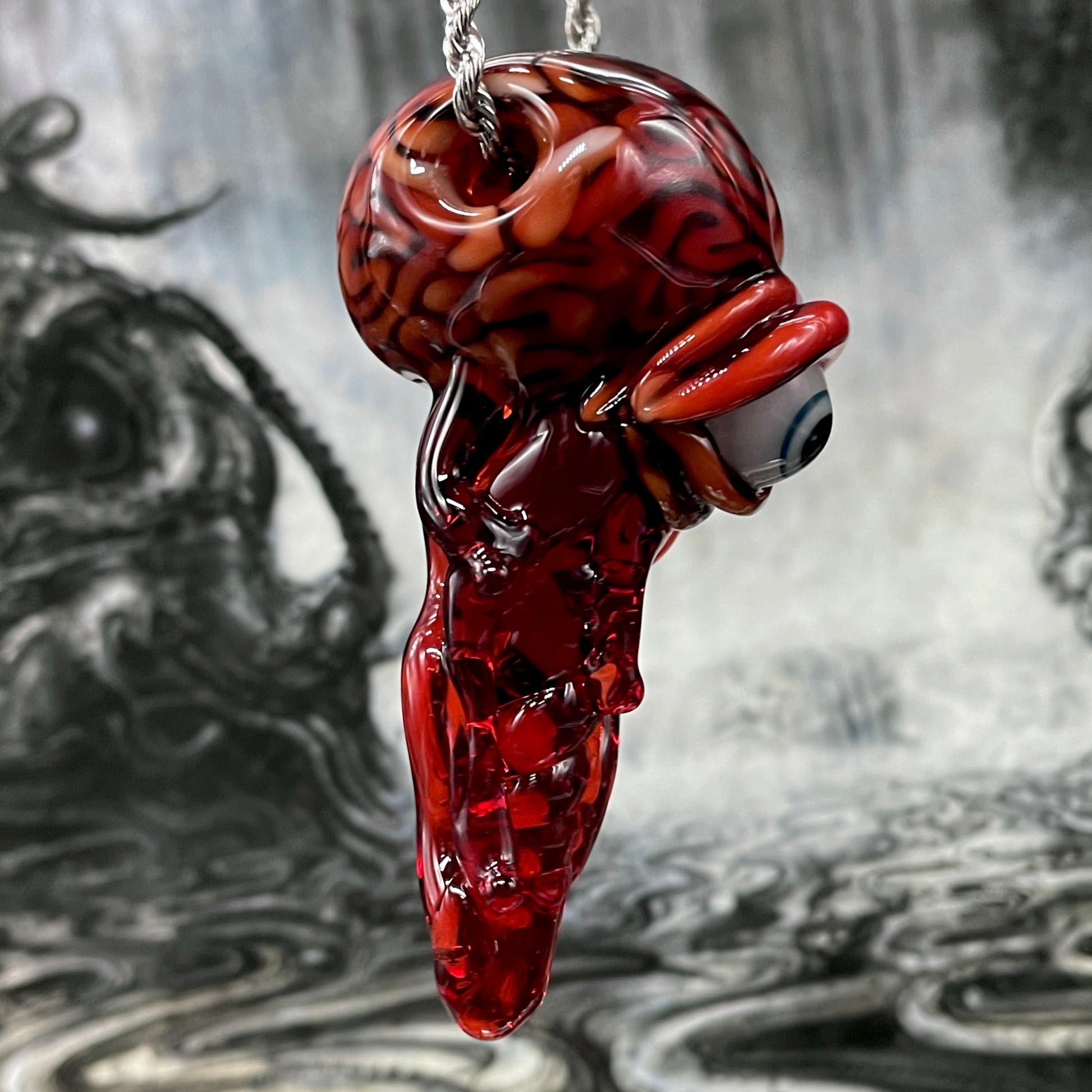 Leviathan Glass Brain pendant - hand-blown art