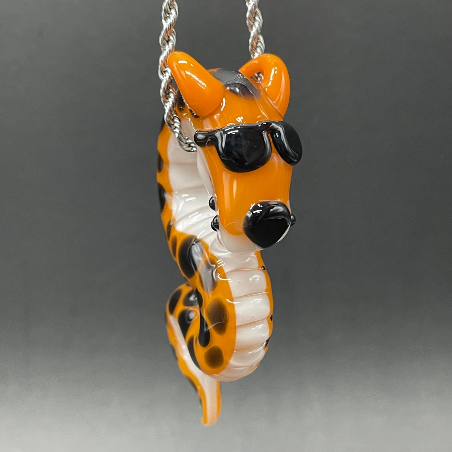 Slithering Chester Cheetah glass pendant
