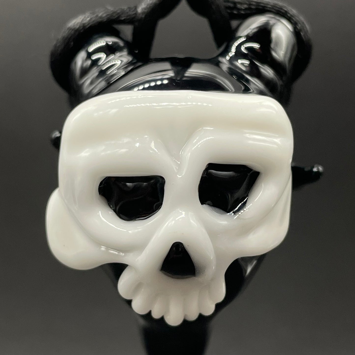 Close-up of Evil elf with rams horns - handcrafted glass