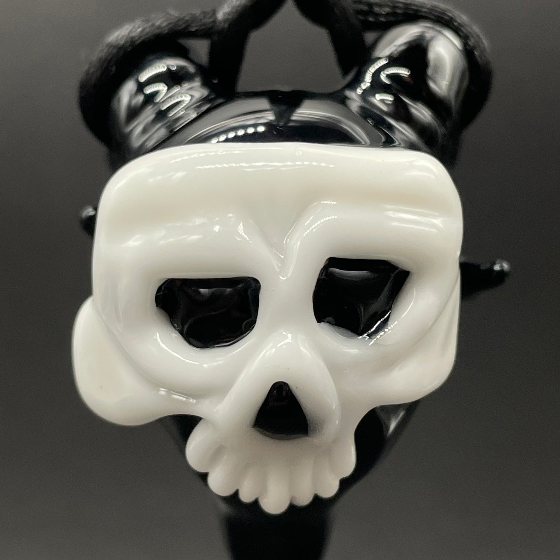 Close-up of Evil elf with rams horns - handcrafted glass