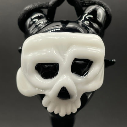 Close-up of Evil elf with rams horns - handcrafted glass