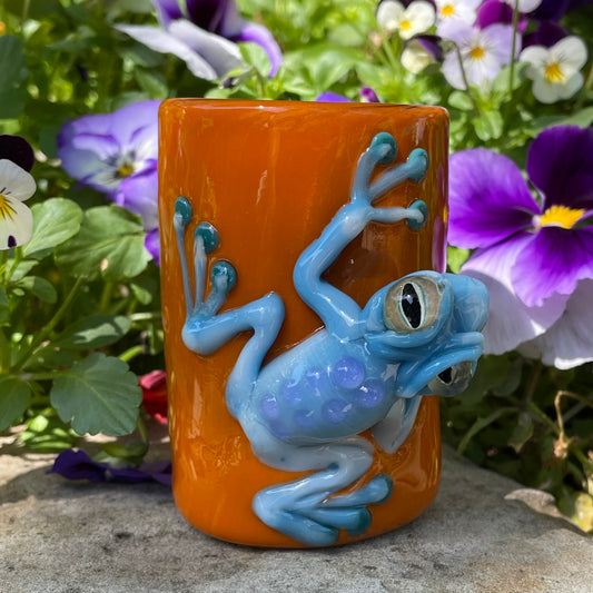poison dart frog shot glass detail view - premium glass art