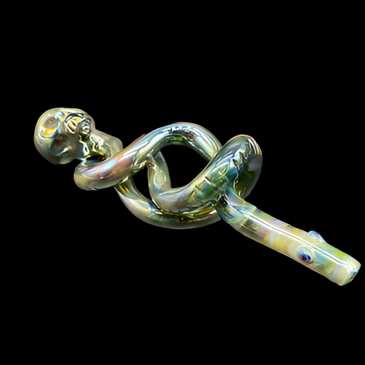 Hand-blown glass Death Eater Hand Pipe by Leviathan Glass