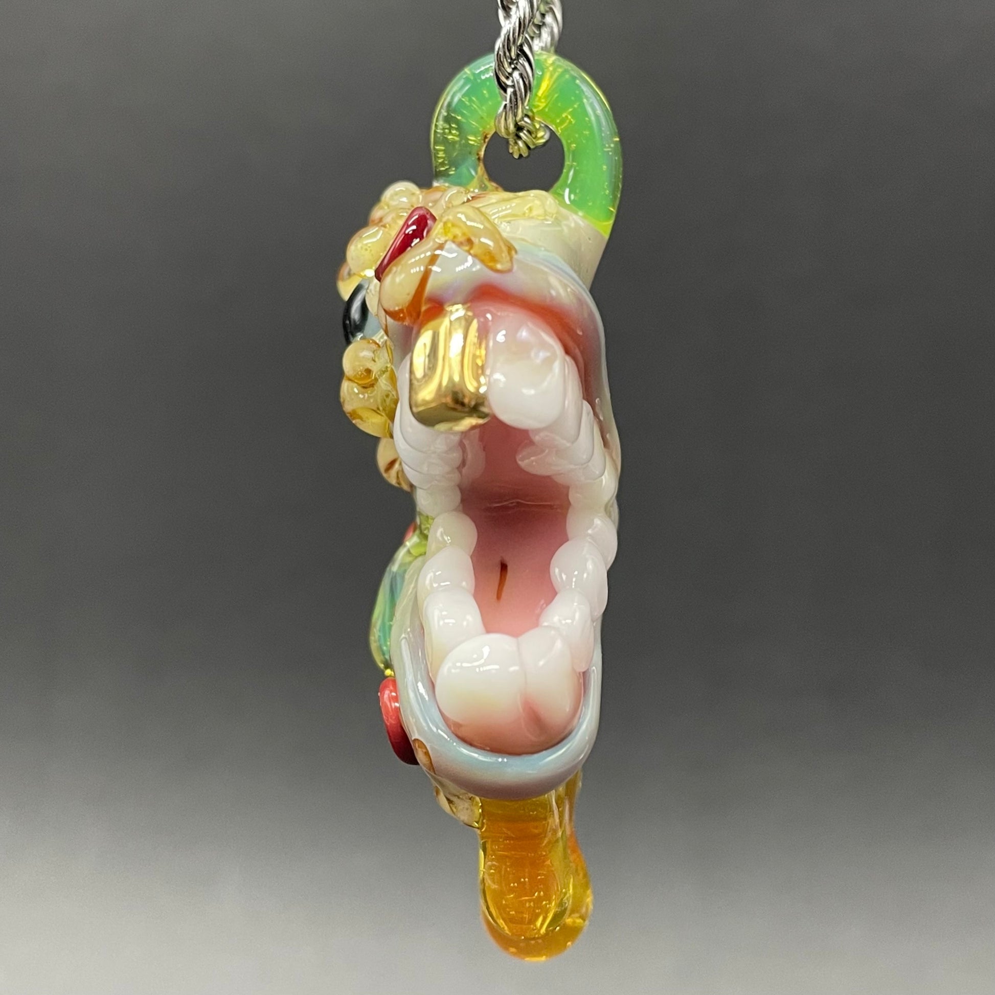 Artisan glass Pizza fiend pendant - detailed craftsmanship