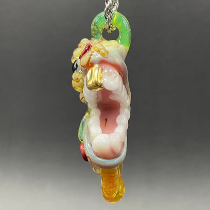 Artisan glass Pizza fiend pendant - detailed craftsmanship