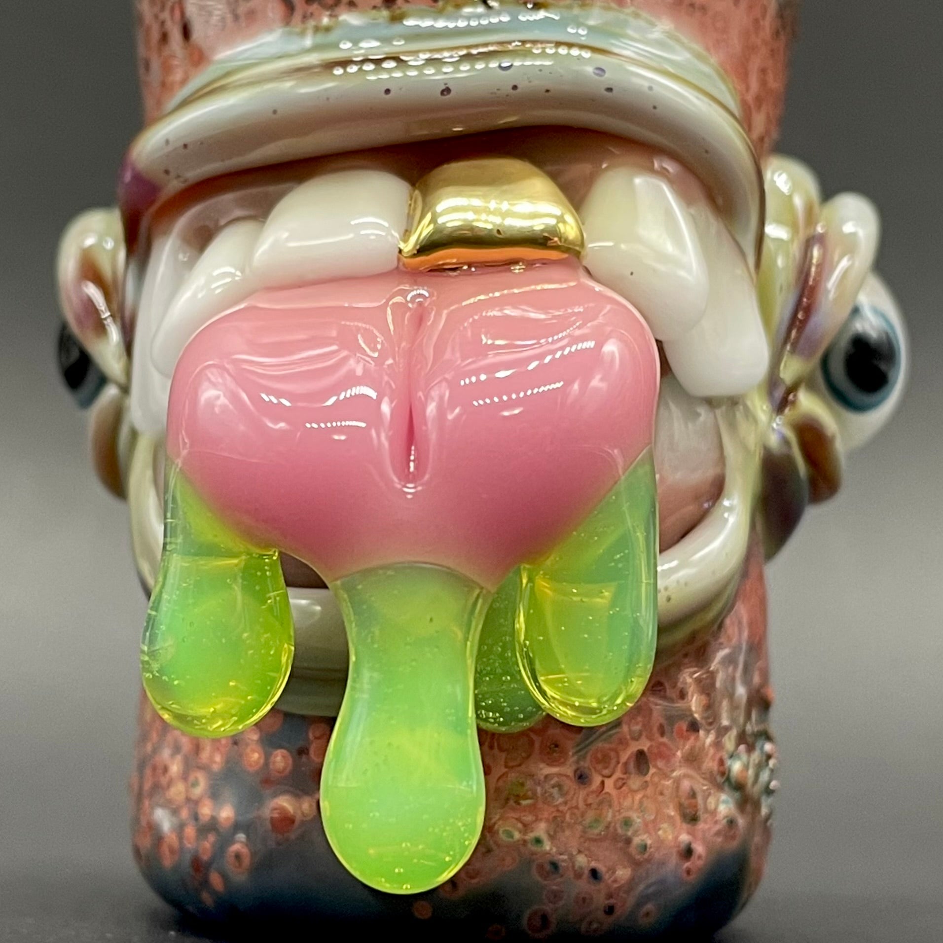 Artisan glass tongue demon shot glass - detailed craftsmanship