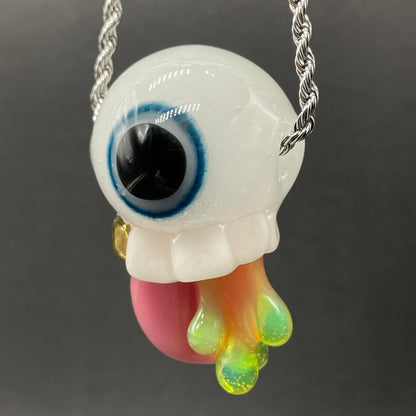 Glow in the dark eye pendant by Leviathan Glass - artisan detail
