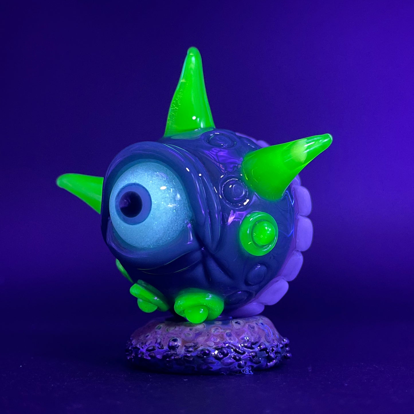 Hand-blown Hungry Dichroic marble - Leviathan Glass original