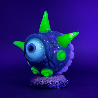 Hand-blown Hungry Dichroic marble - Leviathan Glass original