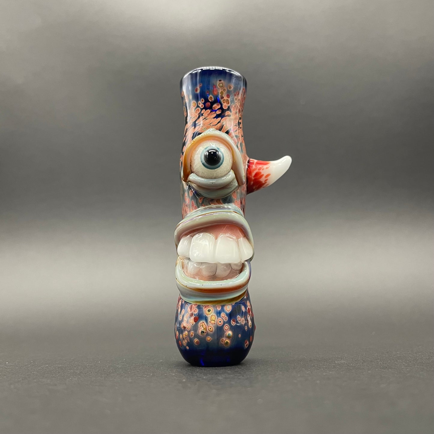 Hand-blown glass Frit Cyclops Chillum by Leviathan Glass