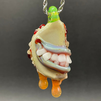 Two halves of one pizza friendship necklace