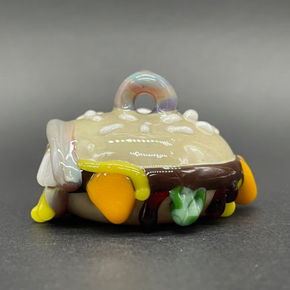 Artisan glass Glass Cheeseburger pendant - detailed craftsmanship