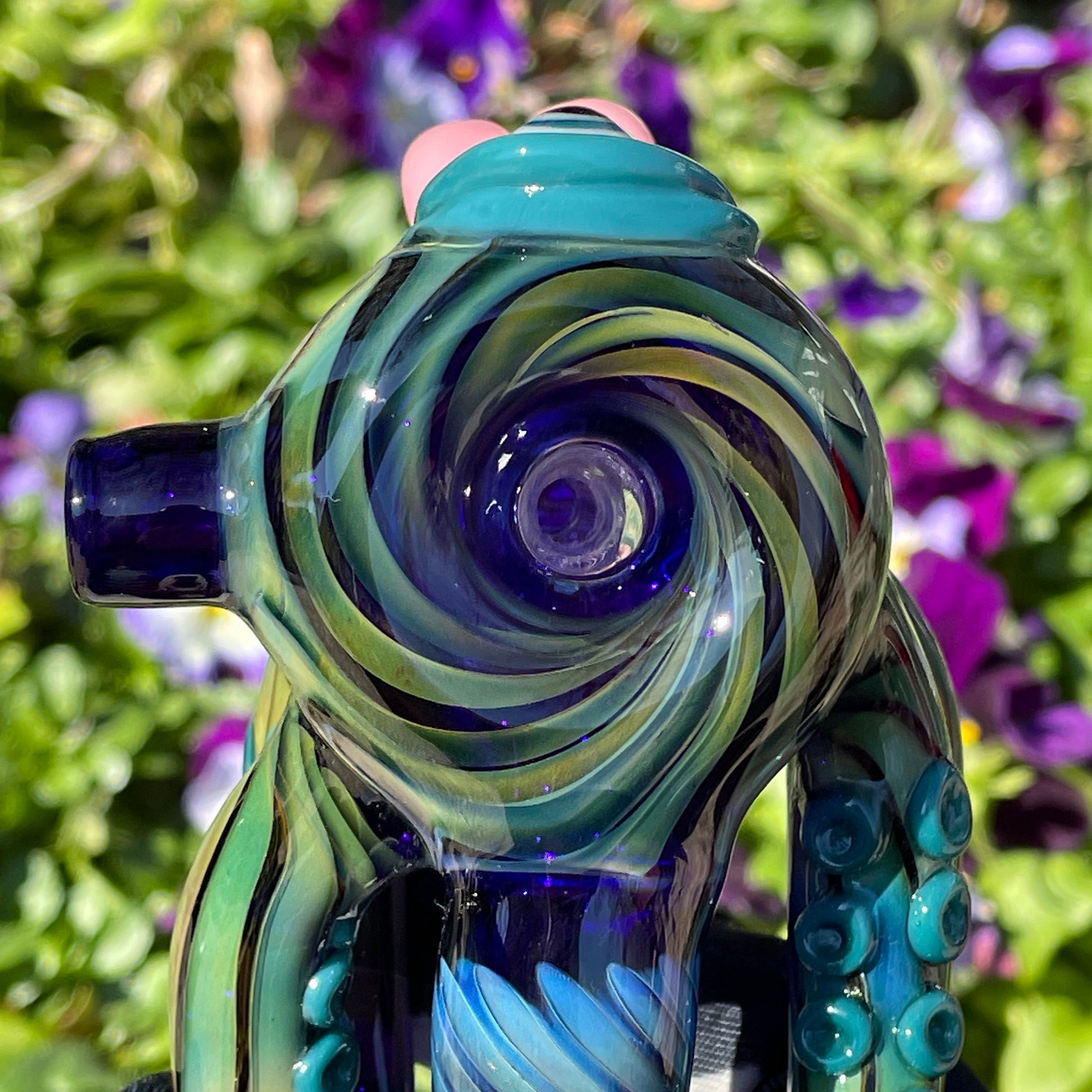 Hand-blown Tentacle tongue bubbler - Leviathan Glass original