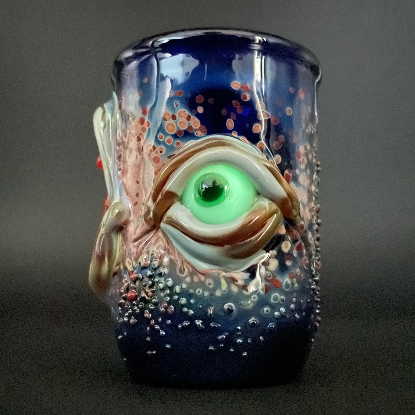 Artisan glass Brain eating zombie shot glass - detailed craftsmanship
