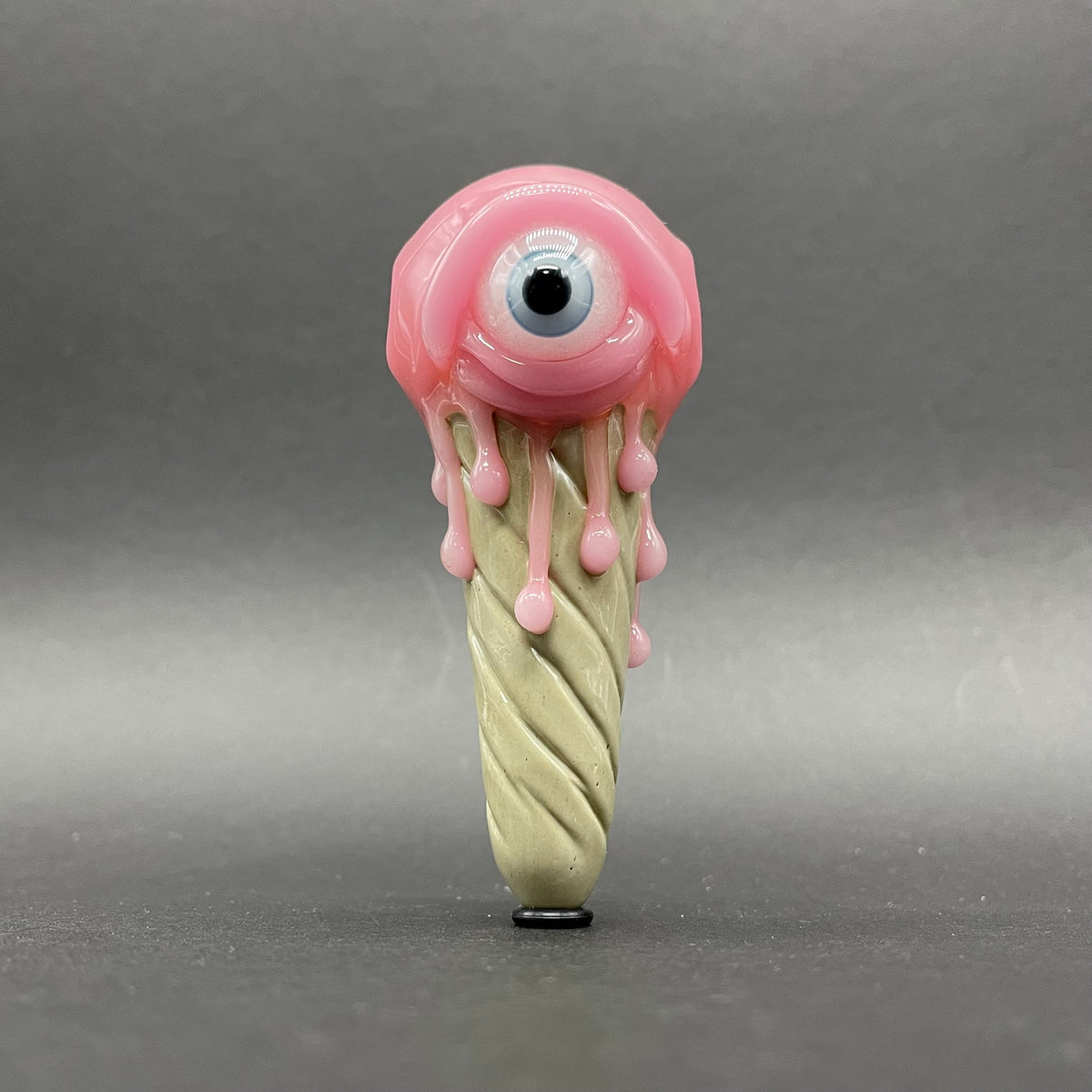 Hand-blown glass Eye scream cone pendant by Leviathan Glass