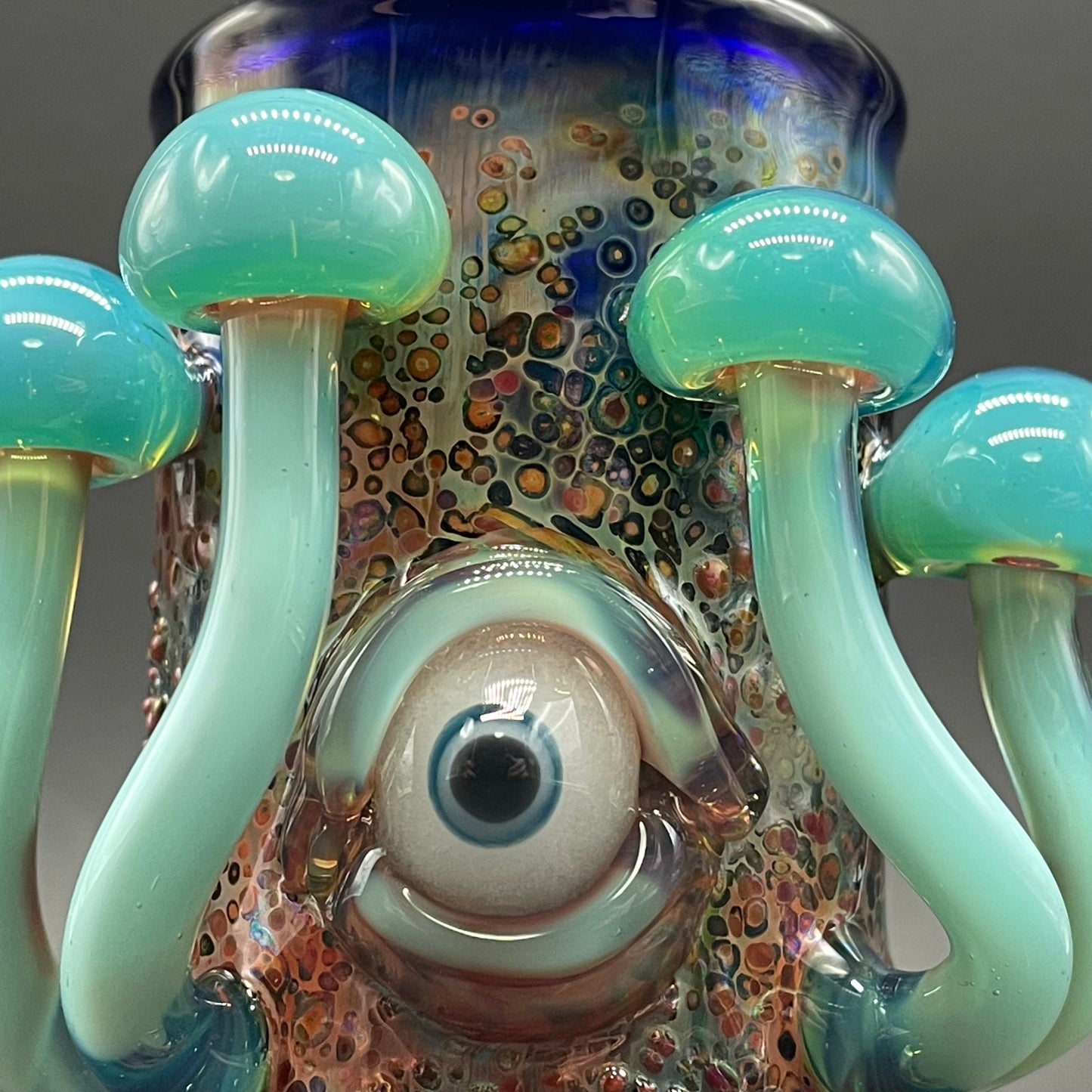 Close-up of Marina mushroom shot glass - handcrafted glass