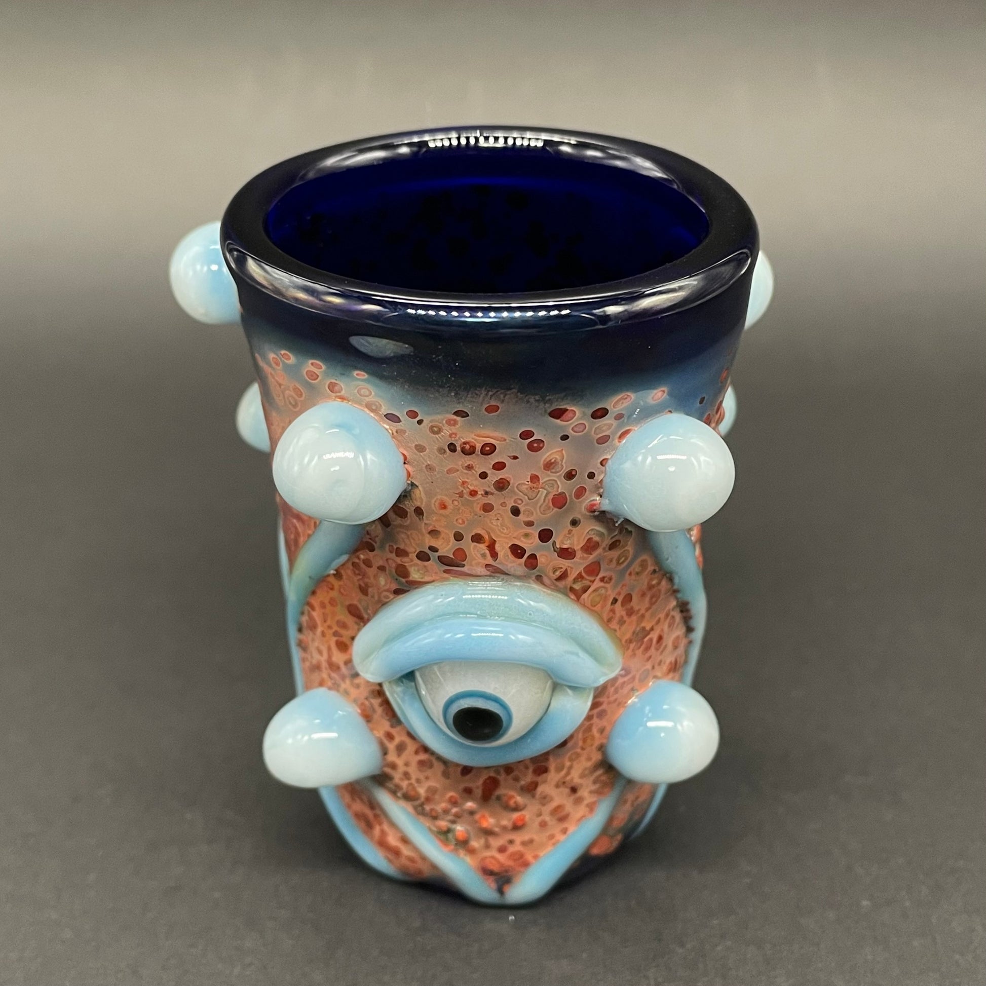 Artisan glass Siberia mushroom shot glass. - detailed craftsmanship