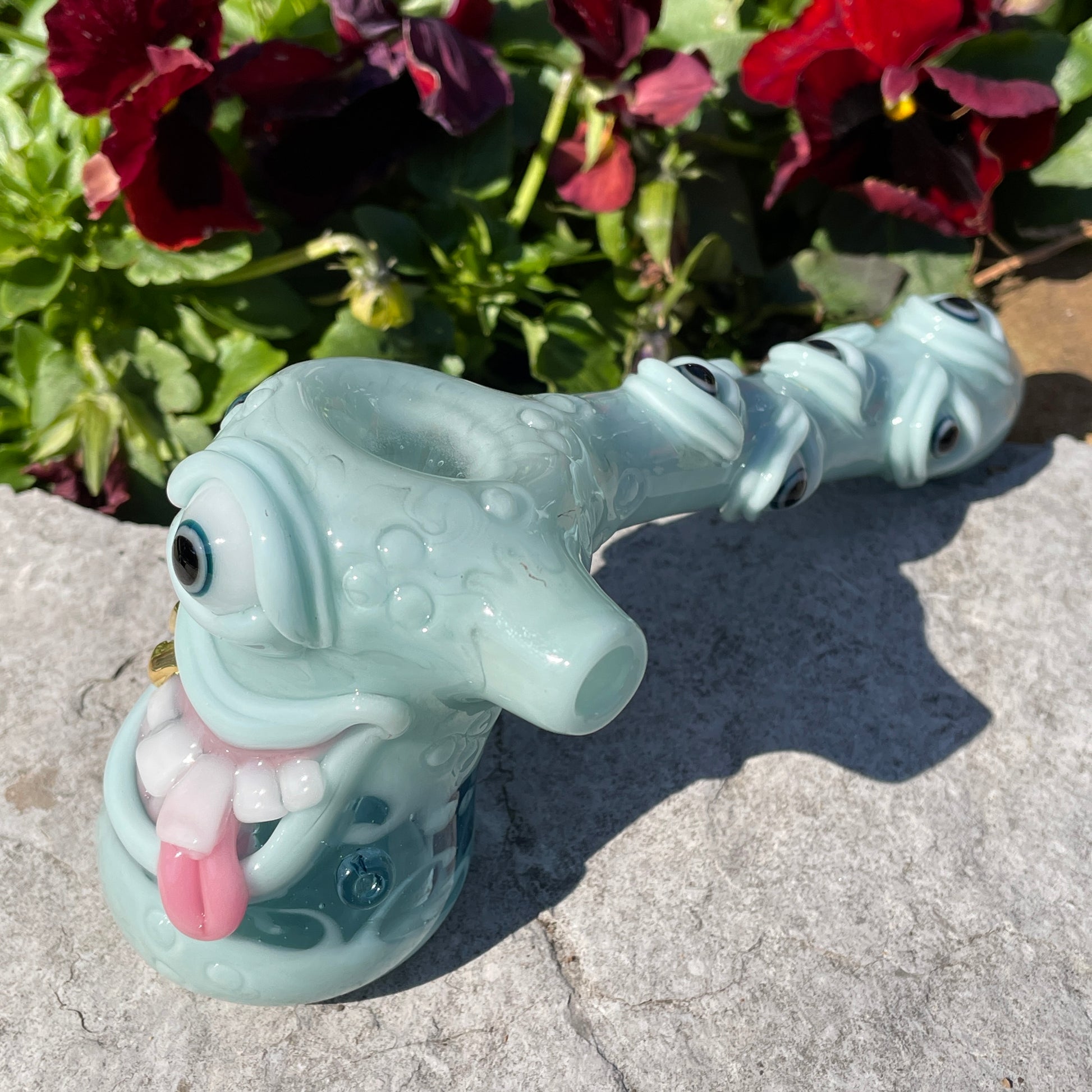 Hand-blown Smiley face bubbler - Leviathan Glass original
