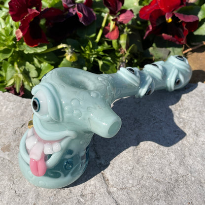 Hand-blown Smiley face bubbler - Leviathan Glass original