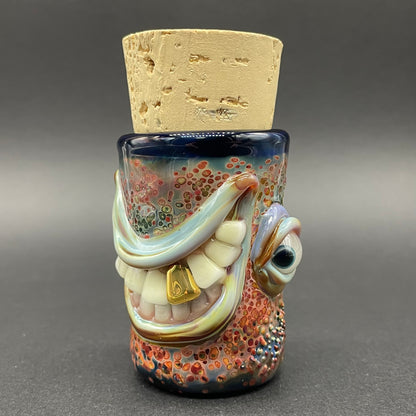 Side eye Cyclops Cork Jar by Leviathan Glass - artisan detail