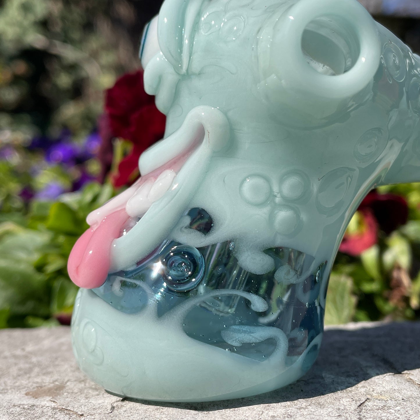 Hand-blown Smiley face bubbler - Leviathan Glass original