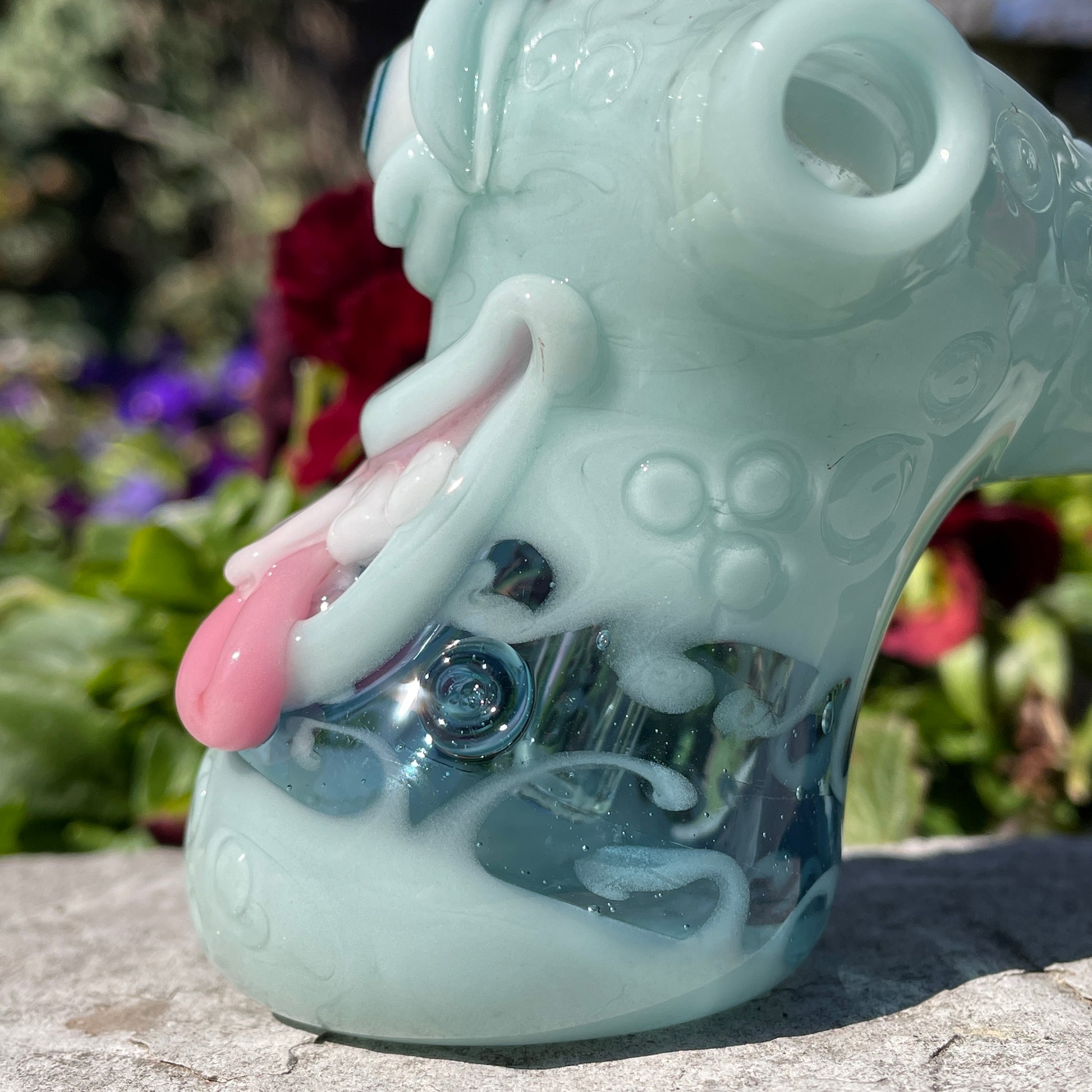 Hand-blown Smiley face bubbler - Leviathan Glass original