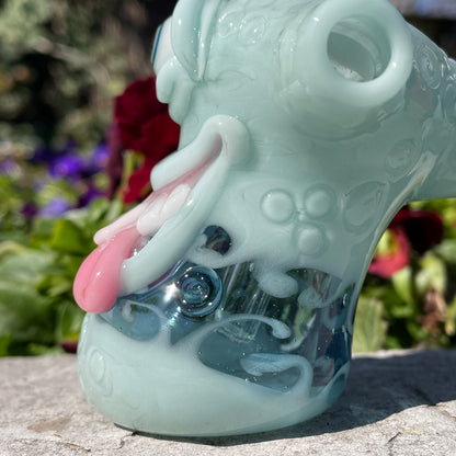 Hand-blown Smiley face bubbler - Leviathan Glass original