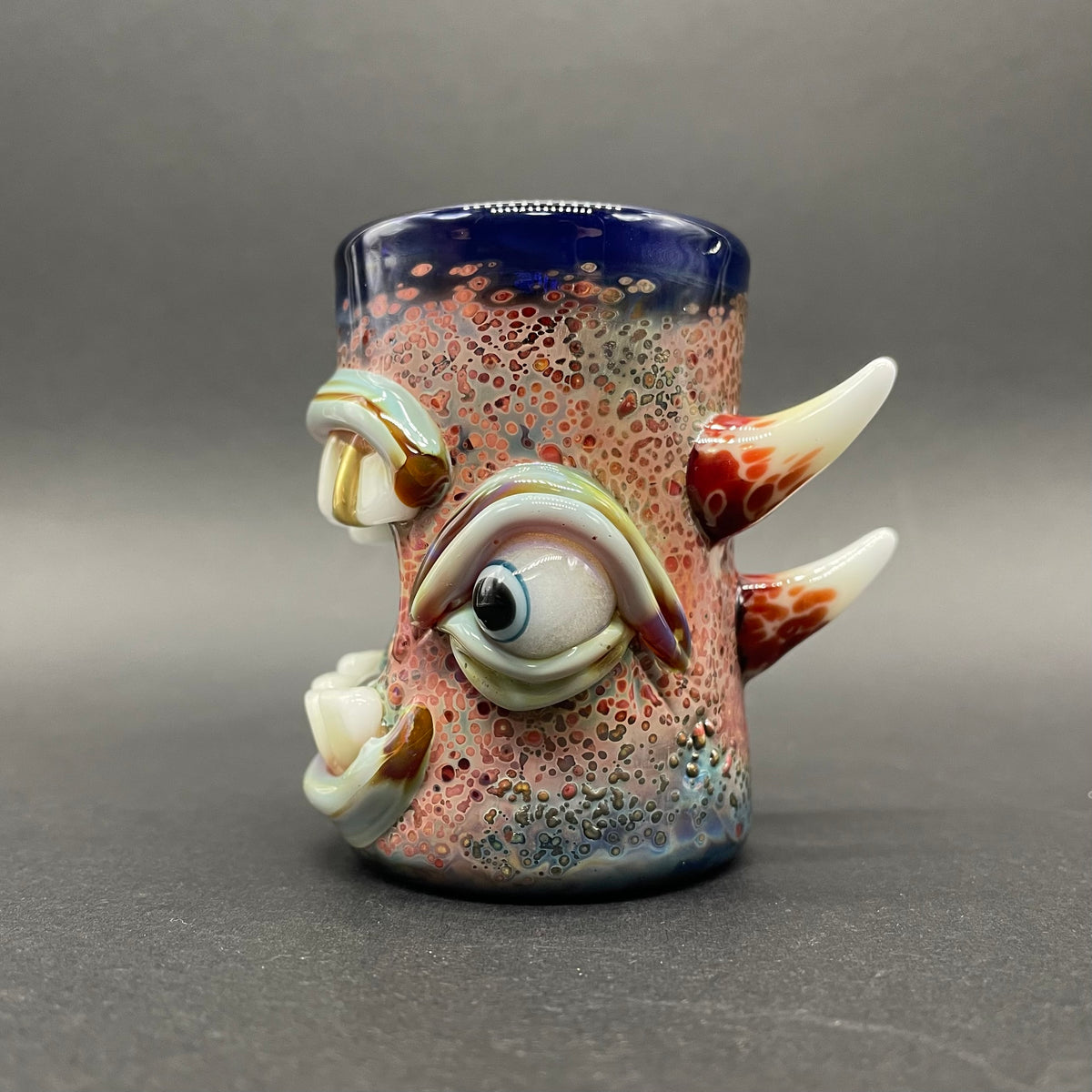 Hand-blown glass Screaming shot glass by Leviathan Glass