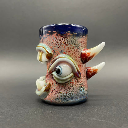 Hand-blown glass Screaming shot glass by Leviathan Glass