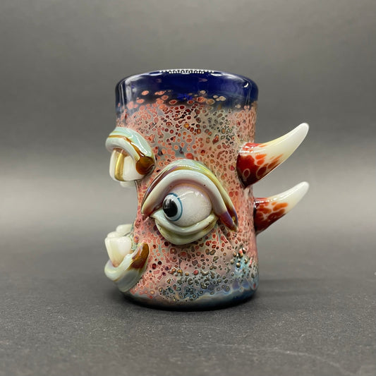 Hand-blown glass Screaming shot glass by Leviathan Glass